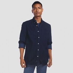 Calvin Klein Navy Blue Button Down Mens Casual Cotton Long Sleeve Shirt Top L